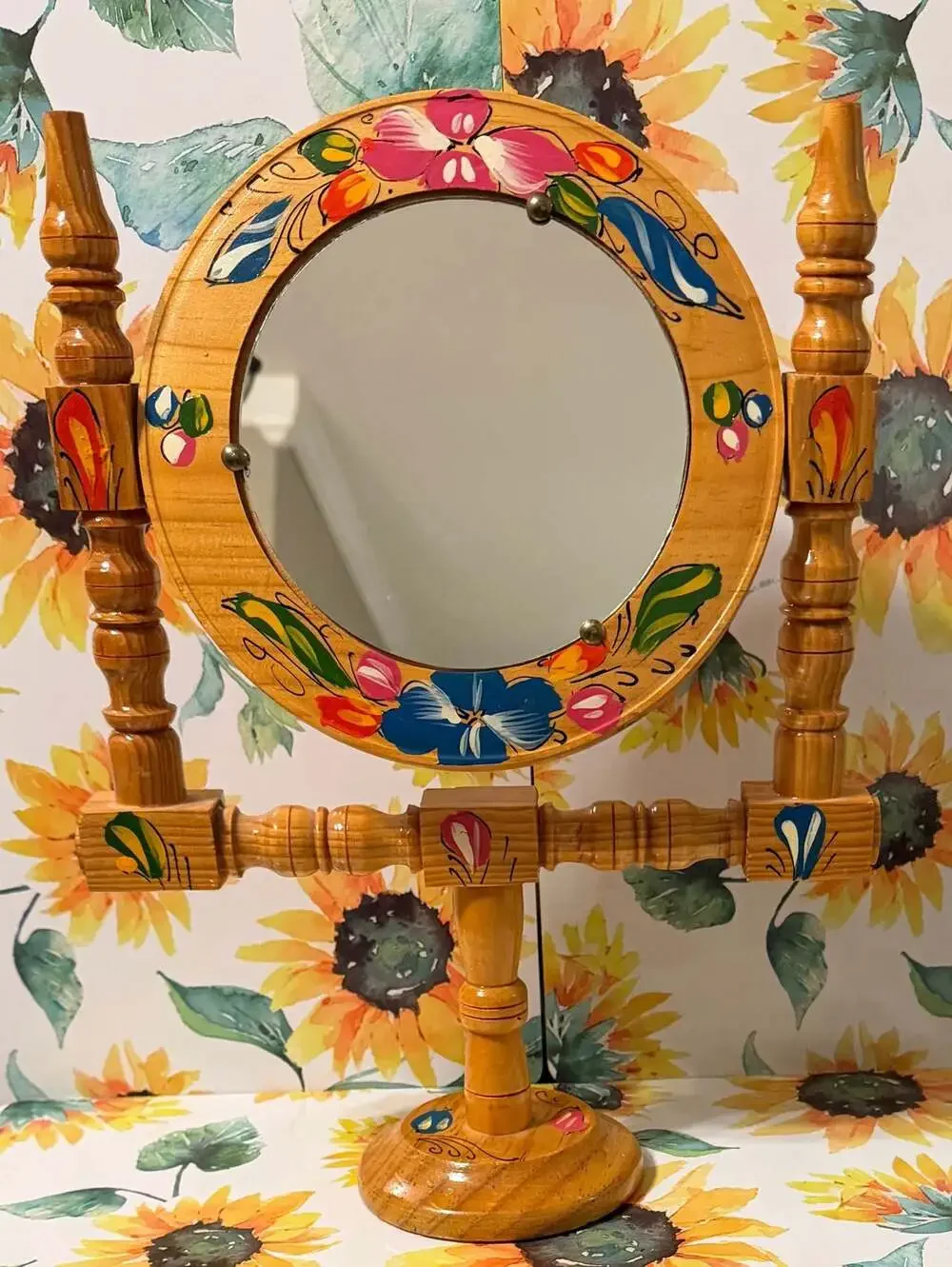 Vintage Painted Dresser Mirror Wood Frame BOHO Chic Retro Farmhouse Decor